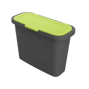 212 MAIN RSI-MC-C9 Compact 2.4Gal Kitchen Caddie Compost Bin - Black & Green, Lockable Lid, Moisture Retention, for Baby & Maternity Organic Kitchen Waste