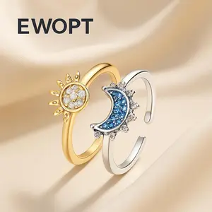 Adjustable Sun & Moon Ring Set – Holiday Special | Trending Couple & BFF Matching Jewelry | Cute Gift for Girlfriend, Daughter & Besties | Aesthetic Fashion Rings
