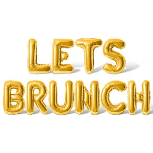 Letter Balloons - LETS BRUNCH 16" Inch Alphabet Letters Foil Mylar Balloon Ladie's Brunch Party Banner