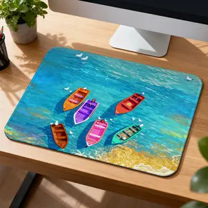 LIVEKEY Floral Aurora Mouse Pad - 26x21cm Gaming Desk Mat with Anti-Slip Rubber Base, Soft Fabric Surface for Precise Control, Flat-Stitch Edges, Water-Resistant Office & Gaming Mousepad, Aesthetic Desk Decor