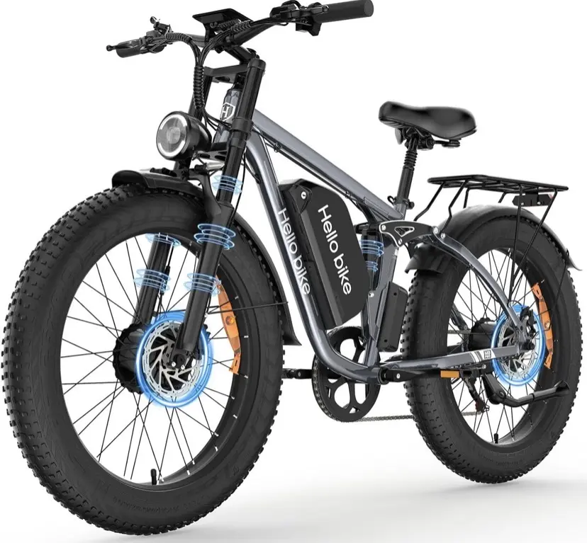 New 26" Fat Tire 5000W Dual Motor Electric Bike for Adults AWD 45MPH