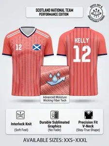2026 Scotland National Team Performance Soccer Jersey, Advanced Moisture-Wicking Fiber Tech T-Shirt, Soft Knit V Neck Football Shirt