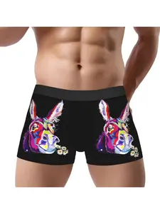 Men's Funny Colorful Donkey Boxer Briefs, Novelty Animal Eating Daisy Print Underwear, Humorous Gag Gift