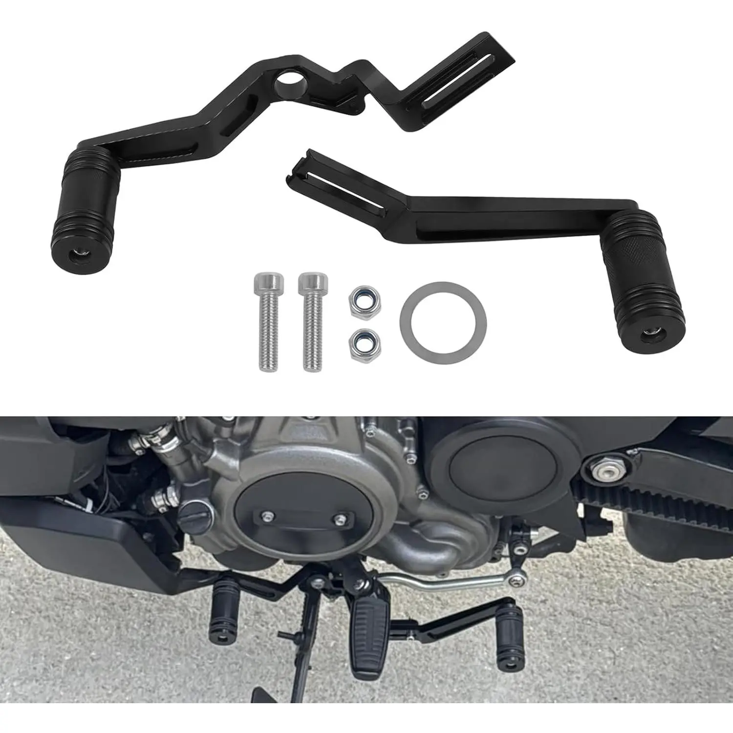 Aluminum Heel-Toe Gear Shift Lever with 1 x Front Shift Lever & Non-Slip Shifter Pegs, Compatible with Harley Nightster 975 RH975 Special 2022-2025 Motorcycle Frame & Fitting Accessories, Non-Slip Shifter Foot Peg