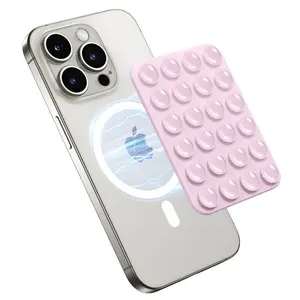 Magnetic Suction Cup Phone Mount Detachable Suction Phone Grip Hands Free MagSafe Suction Mount for Phone Accessories Metal NO Stick Hot Pink