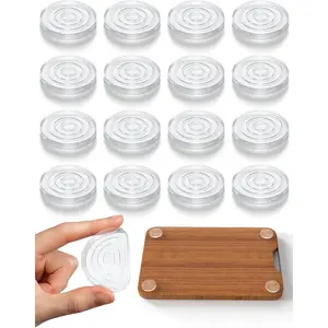 16-Pack 1.6 Inch Round Non-Slip Cutting Board Feet, Self-Adhesive Silicone Pads, No Screws Needed, Reusable & Washable Gripper Pads for Trays, Furniture, Chairs