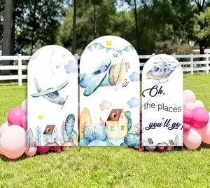 15-day Delivery Places You‘ll Go Adventure Airplane Arch Backdrop Cover Boy Birthday Baby Shower Party