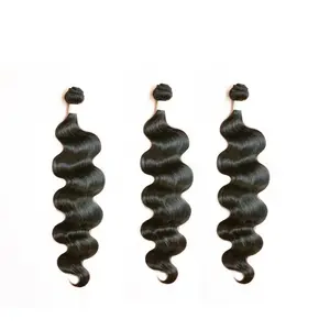 Hair Queen LA Unisex Multi-Size 3-Pack Hair Bundles - Affordable Black Heat-Resistant Synthetic Extensions, Available in Straight, Body Wave, or Deep Wave Styles