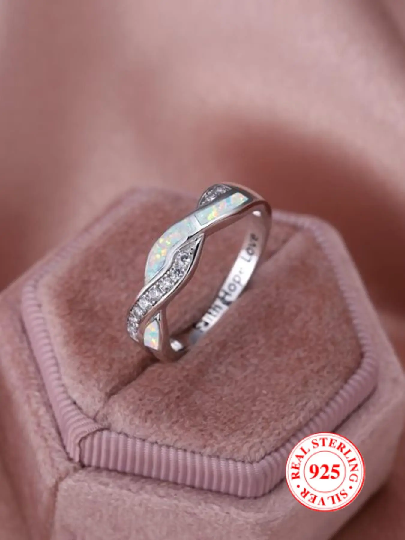 S925 Sterling Silver Wave Shaped Artificial Zircon Decor Ring, Elegant Jewelry for Party, Daily Clothing Decor, Trendy All-match & Exquisite Jewelry f