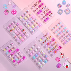 168Pcs Kids Press on Nails Set for Little Girls, Shynek Mini Fake Nails for Kids Pre Glue Stickers Nails Full Cover Small Nail Tips for Girls Gifts 8-10 (Extra Small Nail Size)