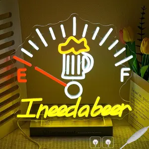 I Need a Beer Neon Sign Beer LED Neon Light Bar Wall Decor for Pub Man Cave Shop Teen Room Game Room Decor Hip Hop Party Neon Signs Wall Decor Party Bedroom Unique Gifts for Wine Lovers (12.5"X14.5") summervibes-Father's Day