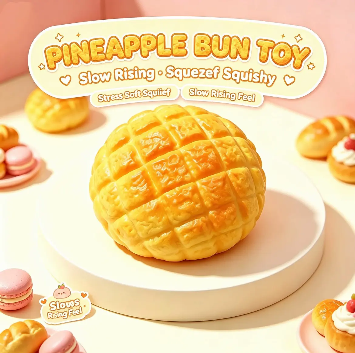 Slow Rising Pineapple Bun Squishy Toy Soft Stress Relief Food Fidget Squeeze Toy For Desktop Decor Gift