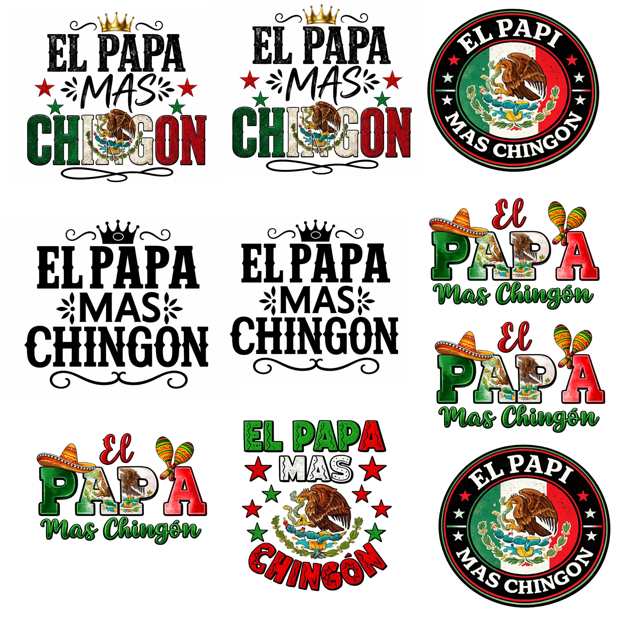 10pcs El Papá Más Chingón Sticker Decal – Mexican Father's Day Gift, Waterproof Vinyl Car Sticker for Dad