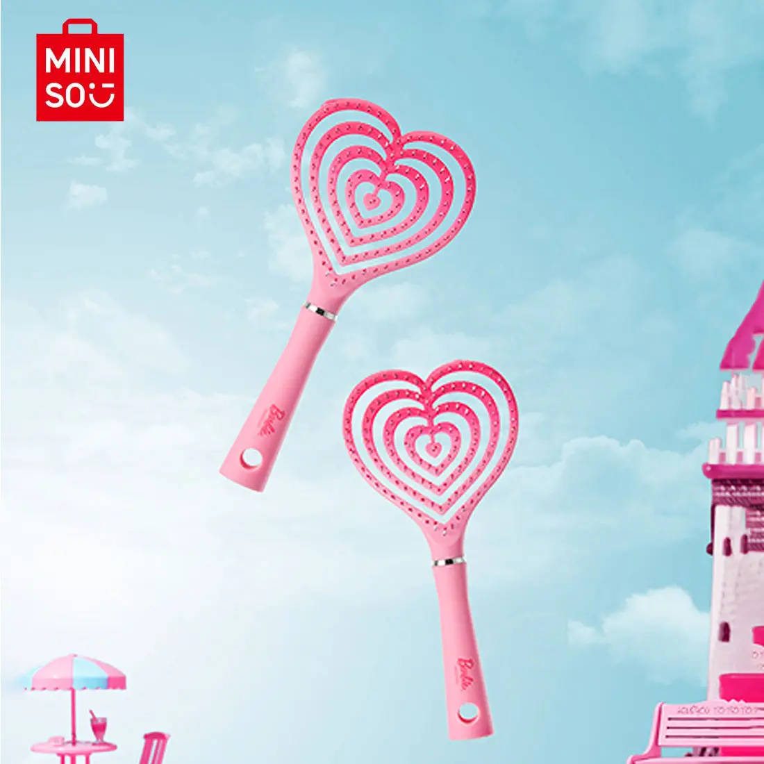 Barbie Heart Shaped Detangling Hair Brush, Curved Vent Design Speeds Up Blow Drying, Suitable for Wet & Dry Hair, All Hair Types: Long, Short, Fine & Curly Hair | Back to School Must-Have