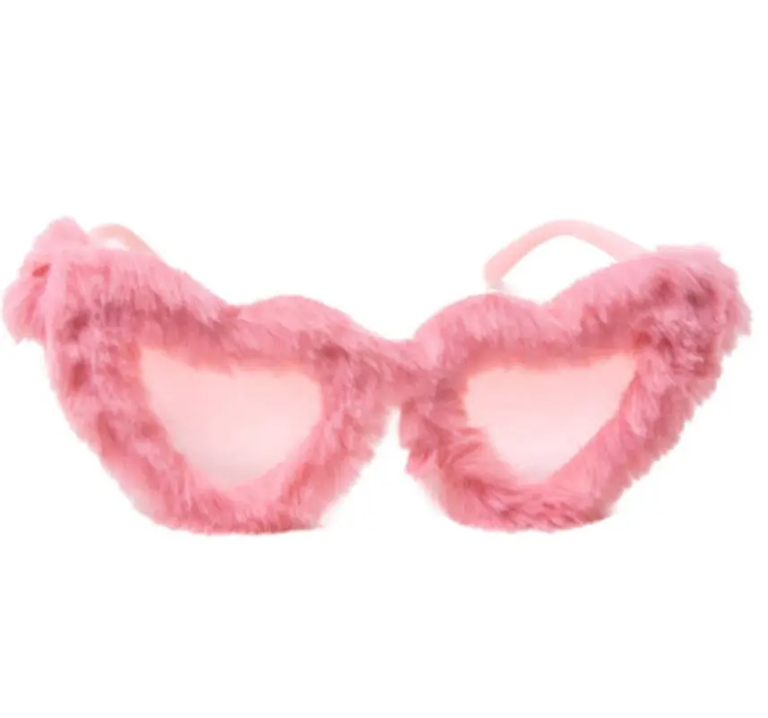 Pink Furry Cat Eye Sunglasses - Costume Accessory - Unisex