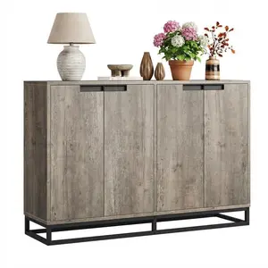 Garvee 55" Buffet Cabinet, Large Sideboard with 4 Doors and Adjustable Shelves, Wood Storage Cabinet for Living Room, Dining Room, Kitchen, Available in Grey and Brown