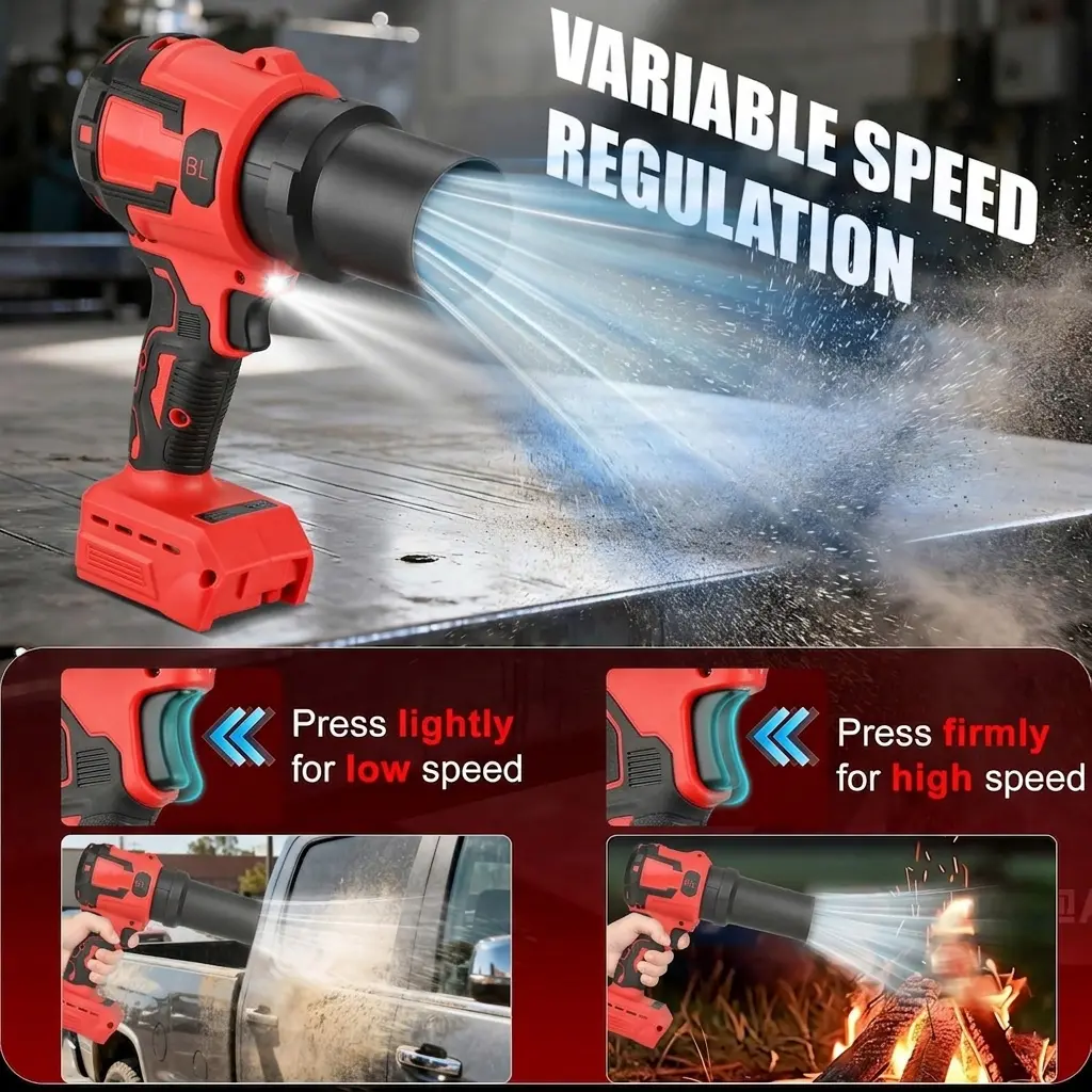 ELECMAPS 18V Brushless Battery Operated Blower, 2-in-1 Blow+Vac Handheld Gardening Power Tool with Handheld Grip, Filter Bag, Cordless Operation
