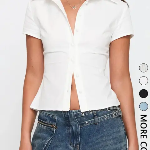 【Black Friday】Women's Button Front Collared Blouse, Casual Slim-Fit Short Sleeve Top for Summer, Ladies Clothes for Daily Wear, Womenswear