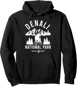 Denali Alaska Vintage Mountains Bear National Park Preserve Pullover Hoodie - Tamauziabro Shop 21B0DSFV7B75