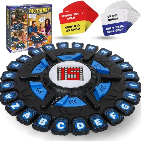 Alphabet Chess Fast-Paced Word Challenge Board Game - Fast-Paced Game, 15-Second Timer, 36 Category Cards, Digital Display, Ages 8+, Develops Language Skills, Colorless Odorless Non-Toxic & Harmless, Group Play, Educational Family Fun Toy