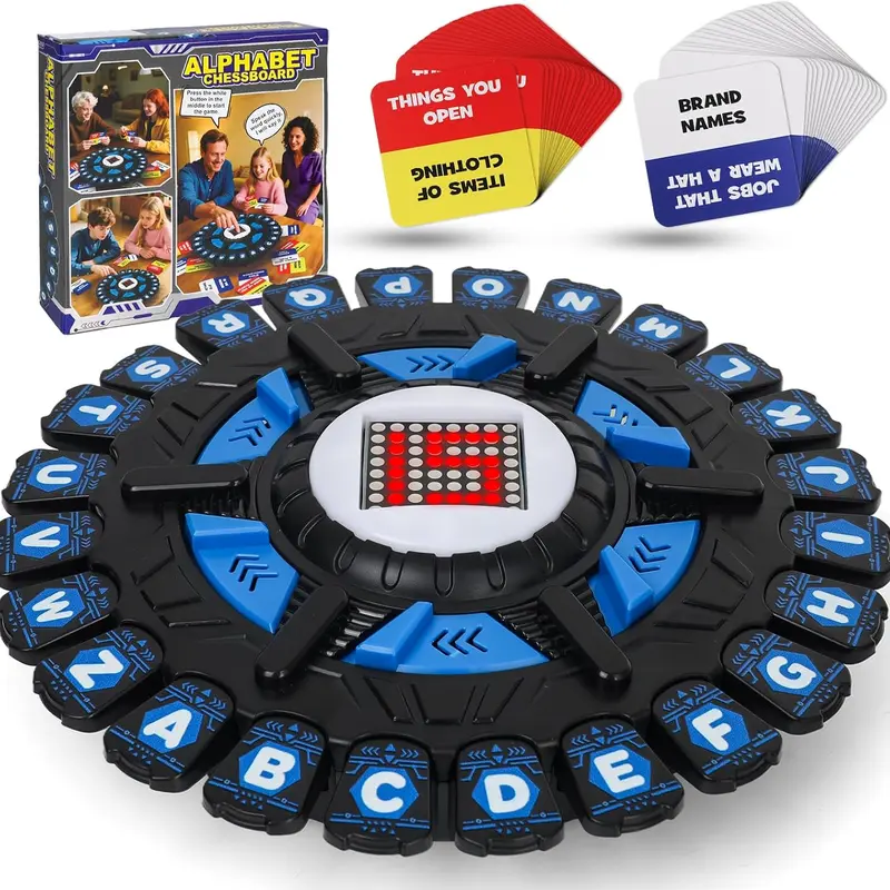 Alphabet Chess Fast-Paced Word Challenge Board Game - Fast-Paced Game, 15-Second Timer, 36 Category Cards, Digital Display, Ages 8+, Develops Language Skills, Colorless Odorless Non-Toxic & Harmless, Group Play, Educational Family Fun Toy