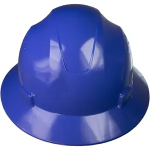 Safety Hard Hat Blue HDPE Full Brim Helmet with 4-Point Adjustable Ratchet Suspension for Work, Home, and General Headwear Protection ANSI Z89.1-14 Compliant HHAT-02