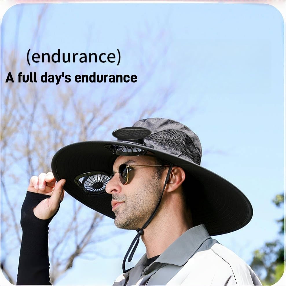 Solar Fan Outdoor Fishing Hat-Solar Sun Protection Sun Hat with Fan Solar Fan Hat Dual Power Supply Fan Outdoor Fan