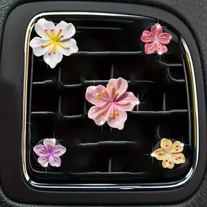 Cute Flower Design Car Air Freshener Clip, Aroma Scented Floral, Car Fragrance, 5pcs/set Car Air Outlet Decoration, Car Interior Decoration Accessories for Women & Girls, Car Air Diffuser
