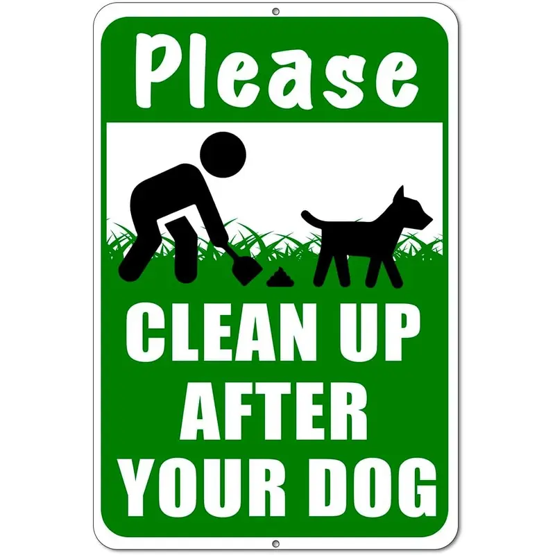 Please Clean Up After Your Dog Sign - 8 x 12 Aluminum Yard Sign - No Dog Poop Signs for Yard - Pick Up After Your Dog Sign - Curb Your Dog Sign