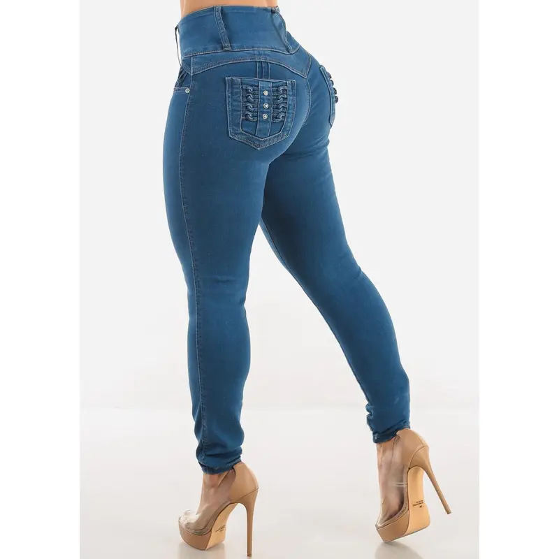 MX JEANS Push Up High Waist Skinny Jeans Blue
