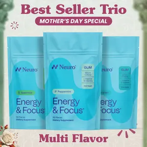 Best Seller Trio - Energy & Focus Caffeine Gum - Multi Flavor (3-Bulk Pouches)