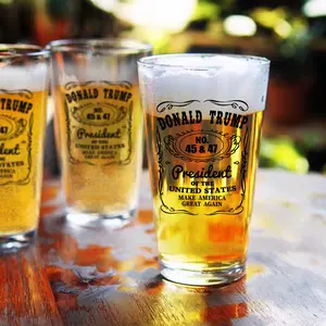 Donald beer glass，Perfect for Patriotic Celebrations and Political Enthusiasts ，MAGA, the man who will make America great again-Trump-45-47.