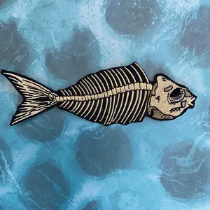 5" Fish Bones Embroidered Iron on Patch