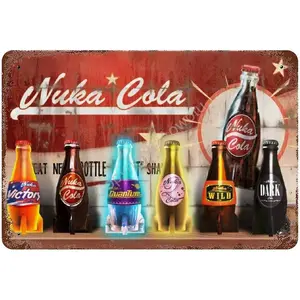 Vintage Tin Sign - Nuka Cola - Retro Metal Plaques Iron Painting Rusty Wall Decoration Poster for Bar Cafe Home Garage 8*12 Inch