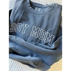 Embroidered Boy Mom Sweatshirt, Cozy Mom Crewneck, Custom Stitched Sweatshirt for Moms - New Mom Pullover Sweater