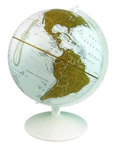 Replogle Made in USA Oslo 12″ Designer Desk Globe White Ocean & Gold Land Modern Decor for Office Home Elegance