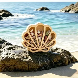 Seashell Display Box Seashell Holder with Acrylic Panel Storage Box for Shells Sea Glass Small Starfish Tooth Seashell Collection Box Home Decor Birthday Present