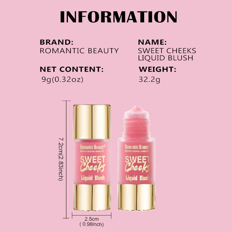 Liquid Blusher For Cheeks - Velvet Texture  Matte Multi-Color Long-Lasting & Easy To Blend Moisturizing Brightening Natural Cosmetics