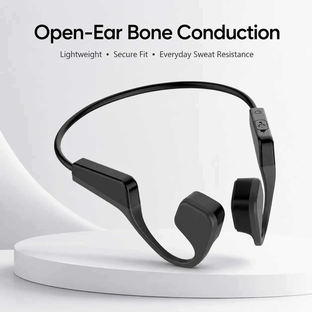 V11 Open-Ear Bone Conduction Headphones, Wireless Bluetooth 5.0 Stereo Sports Headset, 25g Lightweight with Volume Control for Running and Hiking