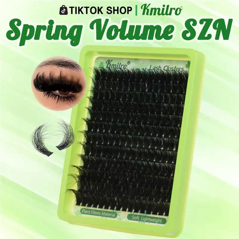 Plant-Based Mixed Individual Lash Cluster Kit, D Curl Thick 14-24mm 240D Waterproof DIY Volume Eyelashes, 192Pcs Soft Wispy Clusters for Extensions