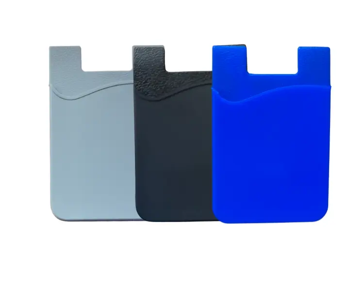 Phone Card Holder, Phone Wallet Stick-On – Multi-Purpose Silicone Card Holder, Smartphone, Multicolor.Grey+Black+Blue 3Pcs Cellphone Stand Mount