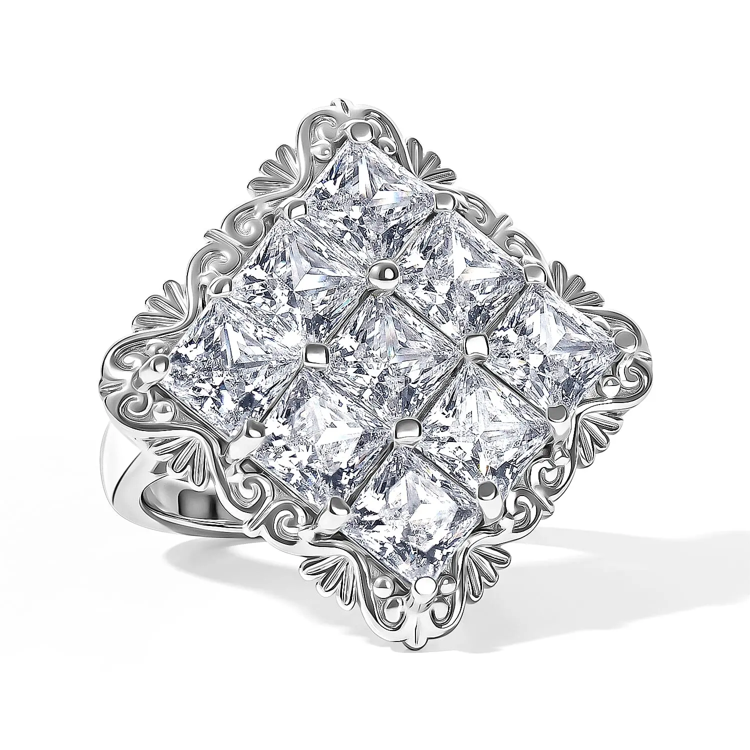 EverTrue Simulated Diamond Ring in Platinum Bon (Size 10.0) 10.85 ctw