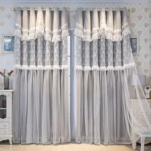 1pc Lace Ruffle Double Layer Full Light Blocking, Daytime Sheer Translucent Night Total Blockage, Princess Atmosphere Room Decor Curtain for Bedroom Living Room Girl's Room