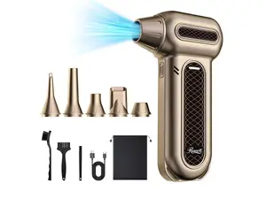 Rosewill Electric Air Duster - 130,000 RPM Super Power Cordless Compressed with Turbo Mode, 4-Gear Adjustable Mini Blower with Fast Charging, Inflation and Suction, Dust Blower for Computer, Keyboard