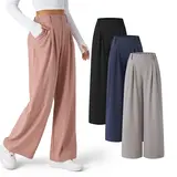 Halara 3-Piece Flex High Waisted Side Pocket Wide Leg Waffle Work Pants Set - regular length
