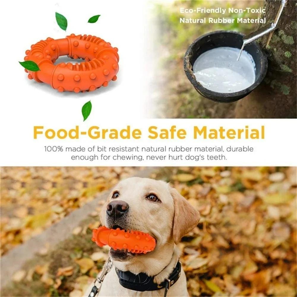 Dog Chew Toys for Aggressive Chewers, Dental Ring Toy for Teeth Cleaning, Interactive Teething Chew Toy with Treat Slots for Puppies, Small Medium Dogs