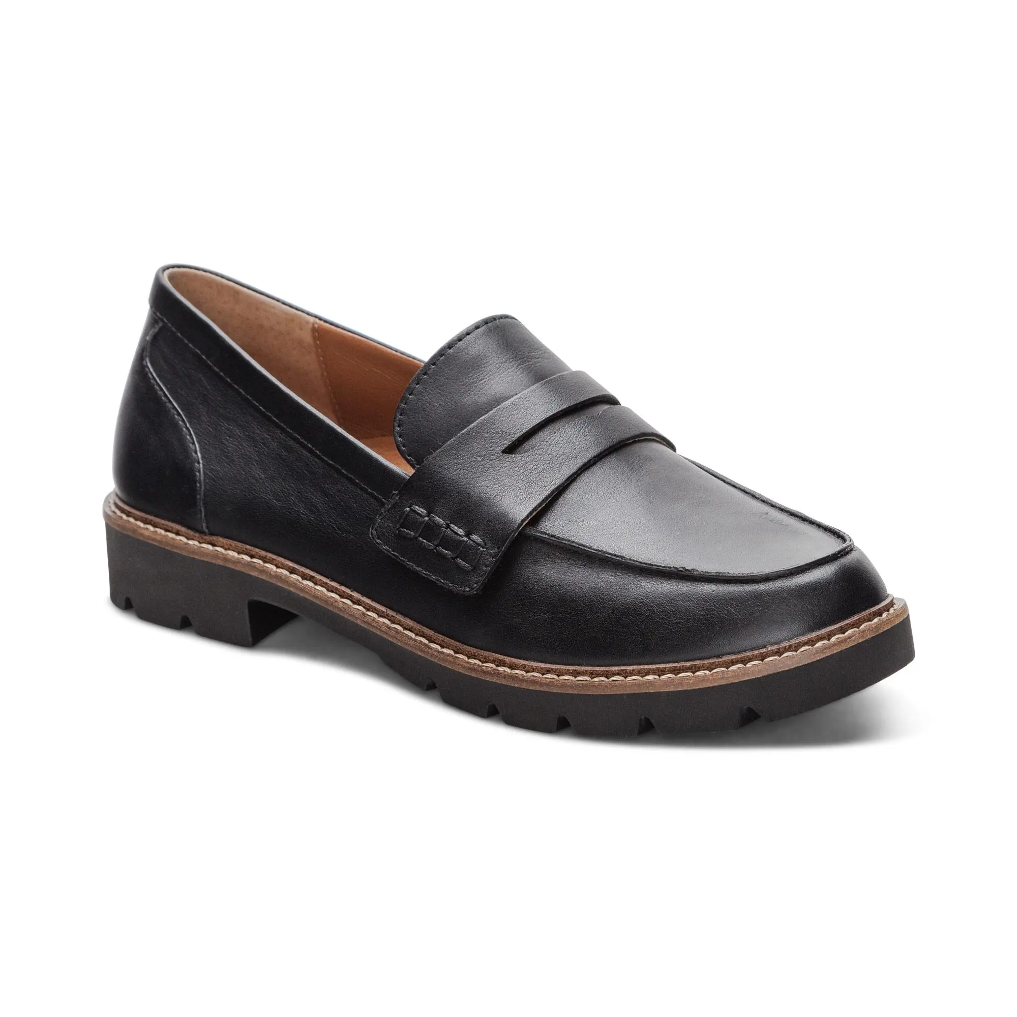 Aetrex Collette Loafer - Black | Women's Orthotic Shoes with Arch Support for All-Day Comfort, Leather, Walking Shoes
