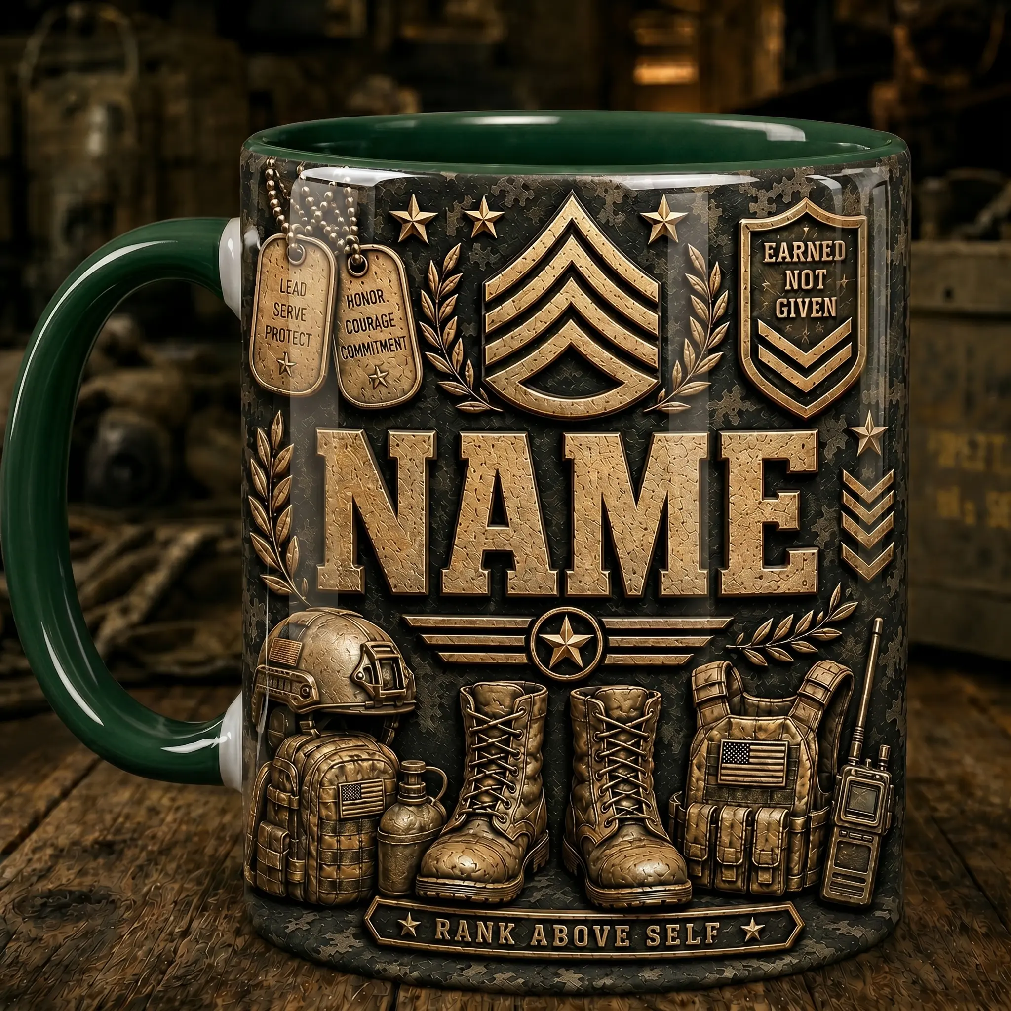Personalized Military Mug, Custom Name Soldier Coffee Cup, Army Veteran Gift, Military Service Appreciation Mug