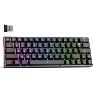 DK63 60%  Mechanical Gaming Keyboard | /2.4G/Wired Keyboard | RGB Backlit Compact 63  Mini Office Keyboard | with Blue  | for Windows Laptop PC Gamer Typist-Black