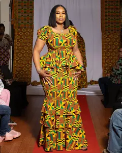 Elegant Kente Design Ankara Skirt and Blouse